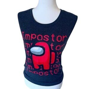 Among Us - IMPOSTOR Red Graphic - Sleeveless Top Tank Dark Gray - Women - Size M